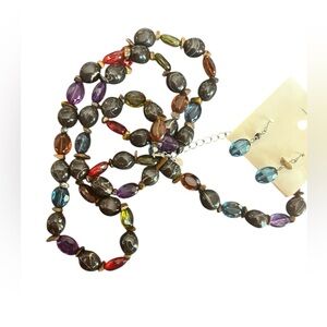 JewelTone Beaded Necklace and Earring Set